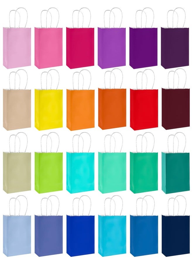 qiqee 100Pcs Paper Gift Bags with Handles - 4.5"×2.5"×6" Mini Party Favor Bags - 24 Solid Colors - Image 2